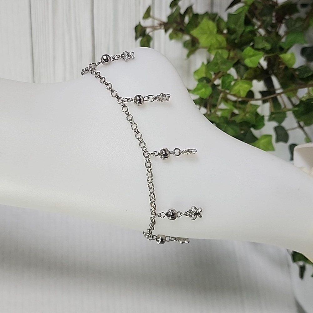 Silver Stainless Steel Ankle Bracelet Butterfly Charm Anklet